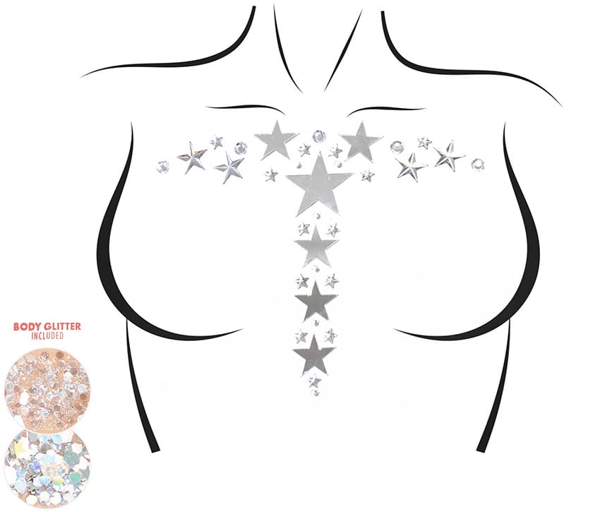 Leg Avenue Kismet | Selbstklebende Strasssteine für das Dekolleté | Sterne