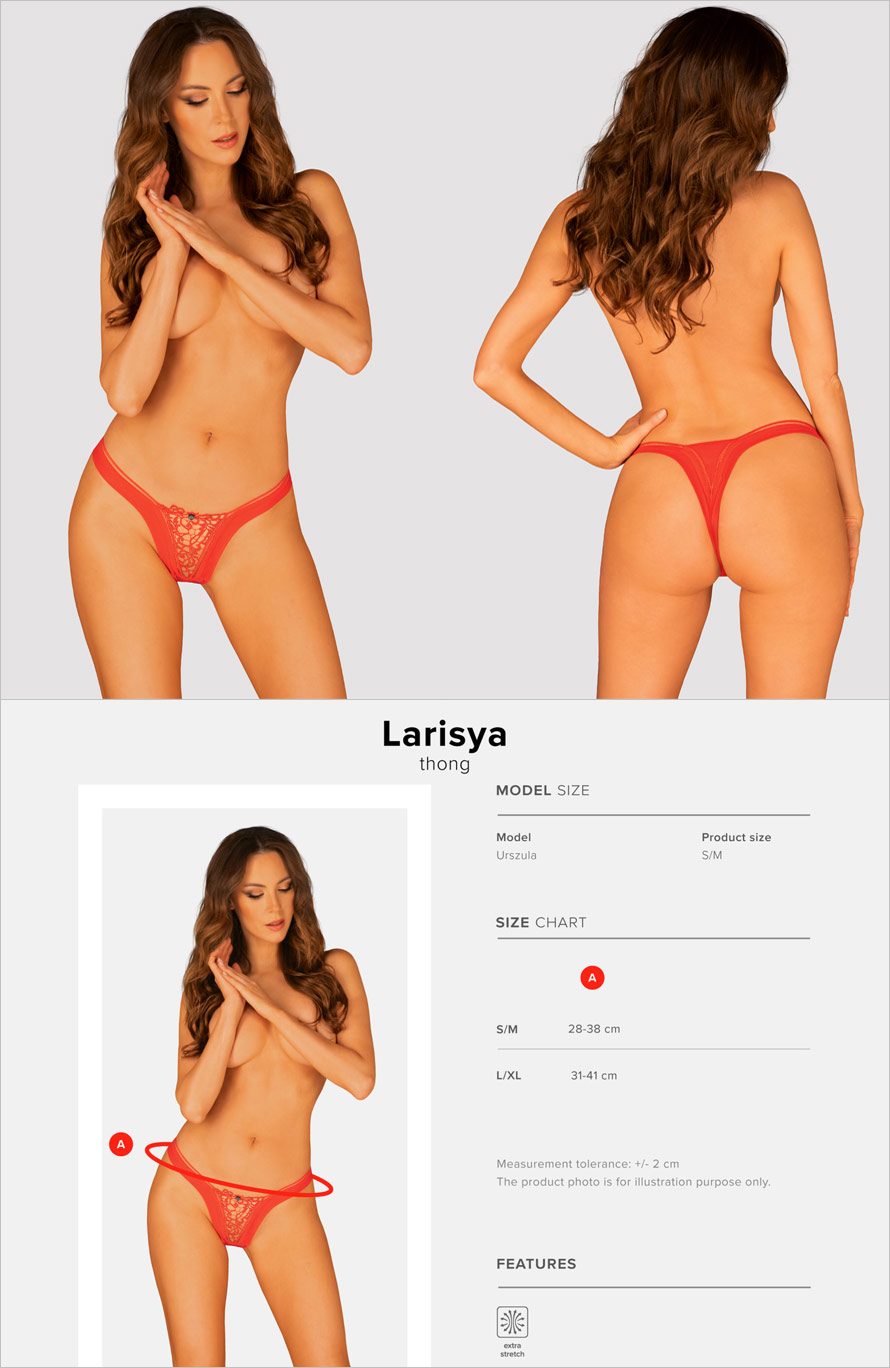 Obsessive Larisya | String sexy en tulle avec dentelle rouge