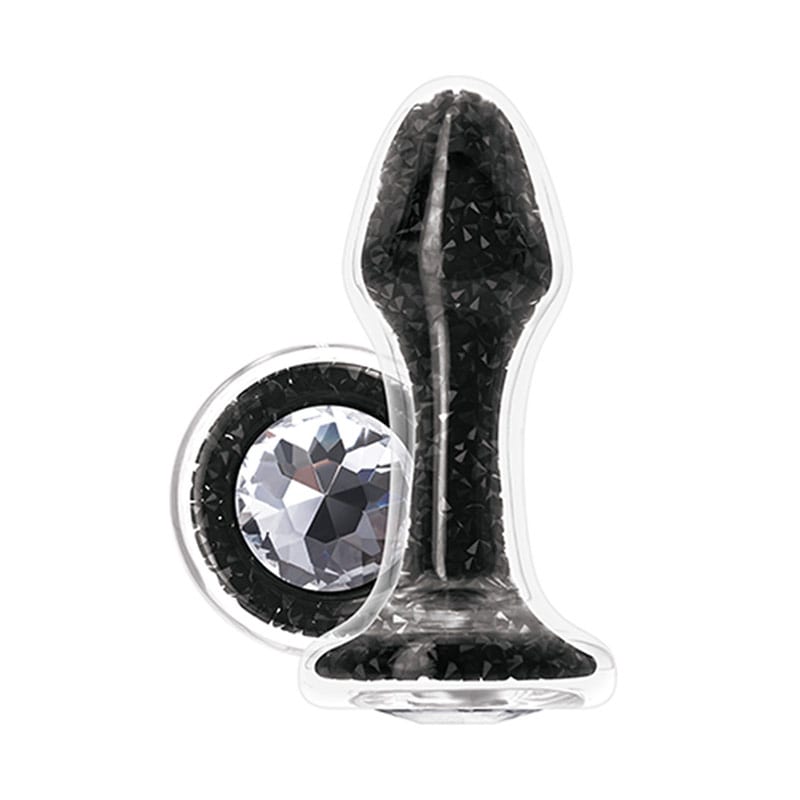 NS Novelties Stardust Glam | Plug anal en verre avec cristaux noirs