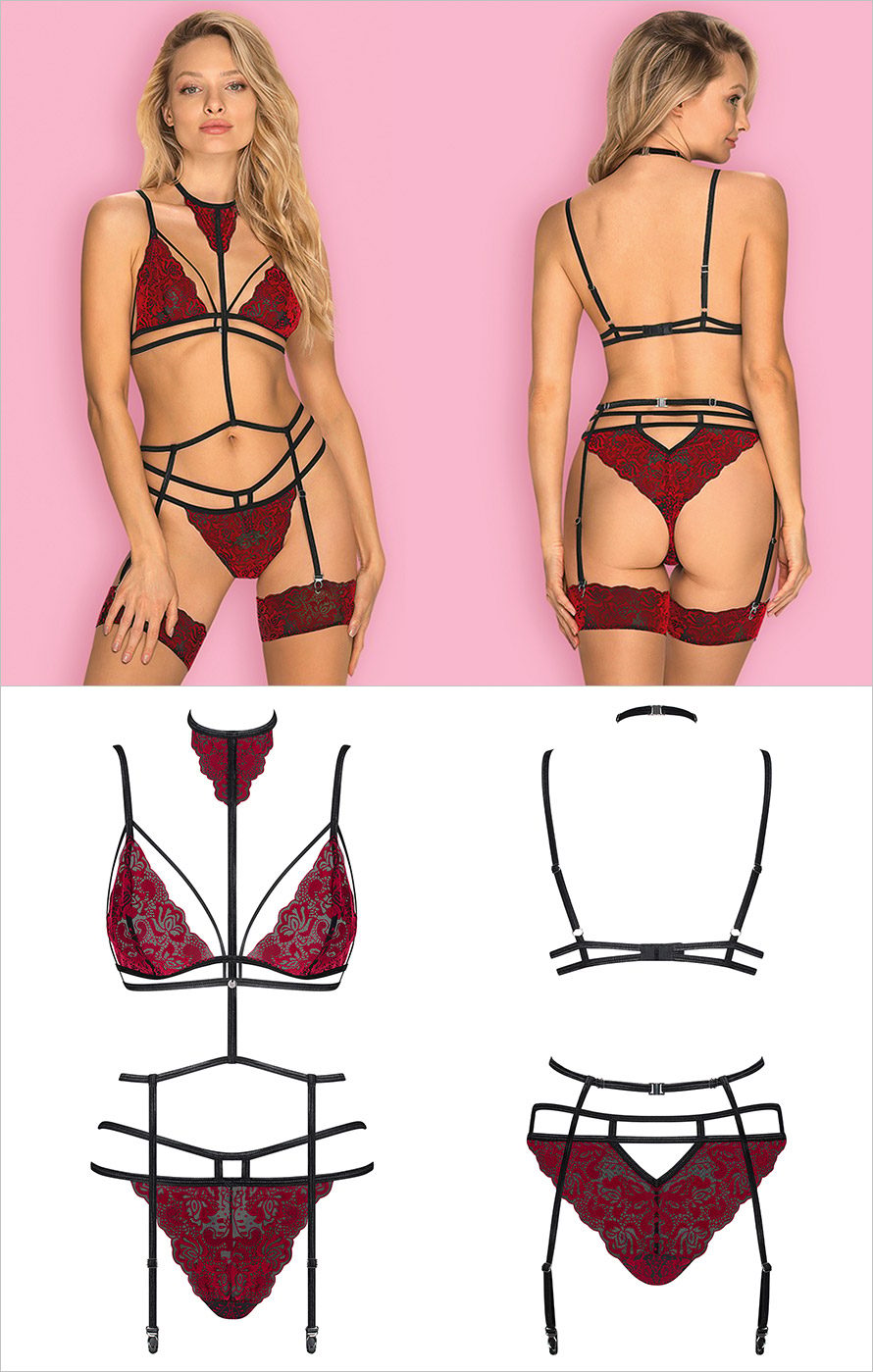 Obsessive Ensemble Sugestina - 3 pièces - Noir & Rouge