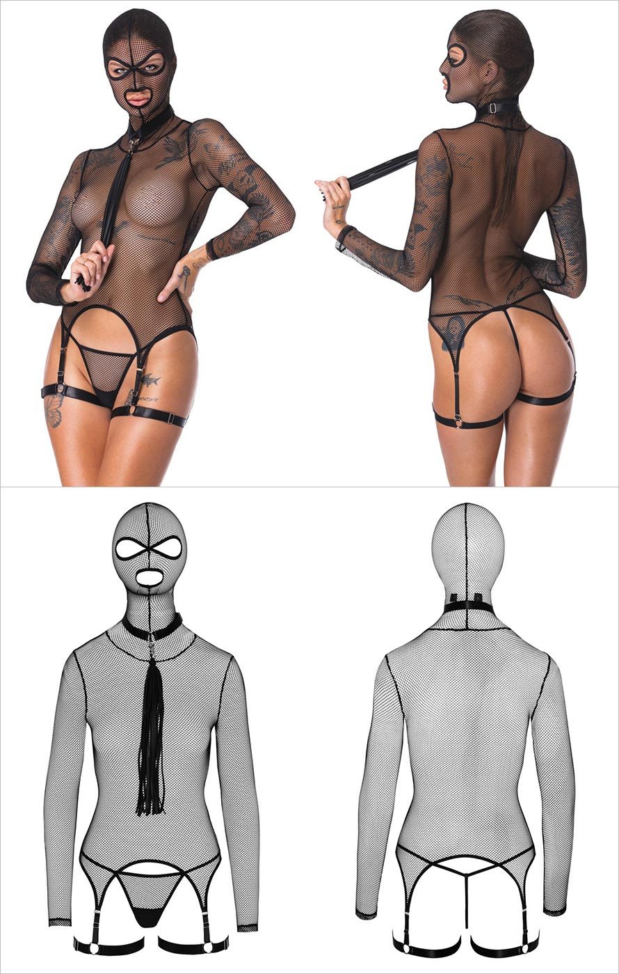 Bad Kitty | Bondage-Lingerie-Set mit Halsband und Peitsche