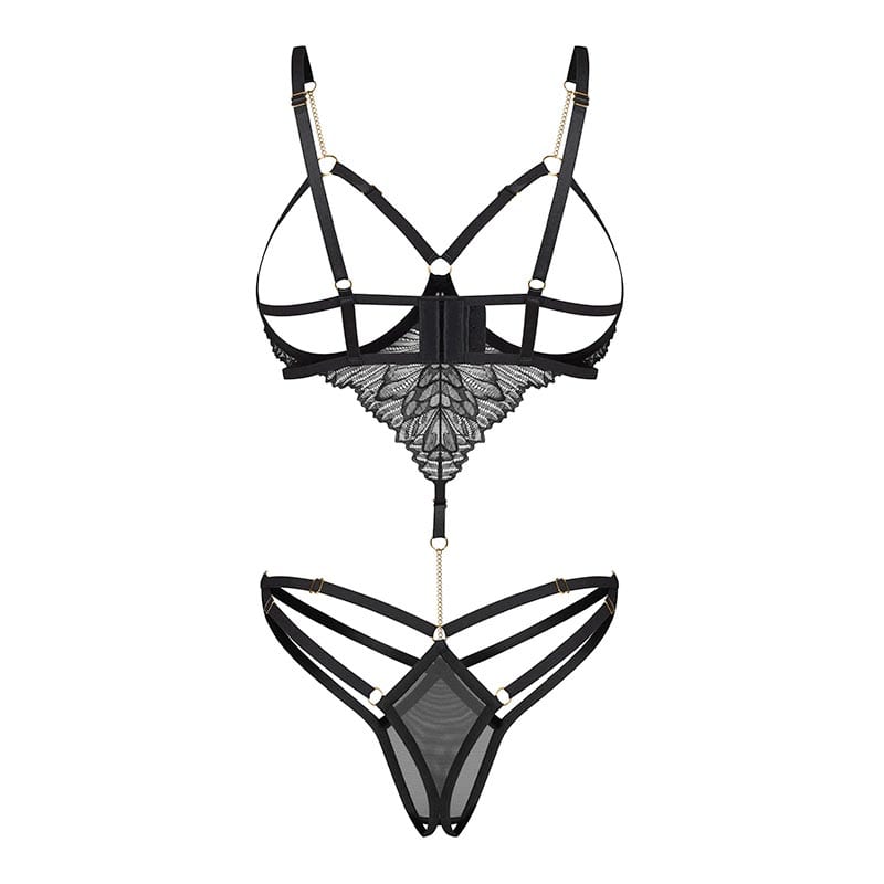 Obsessive Matildea Black | Teddy ouvert élégant et sophistiqué