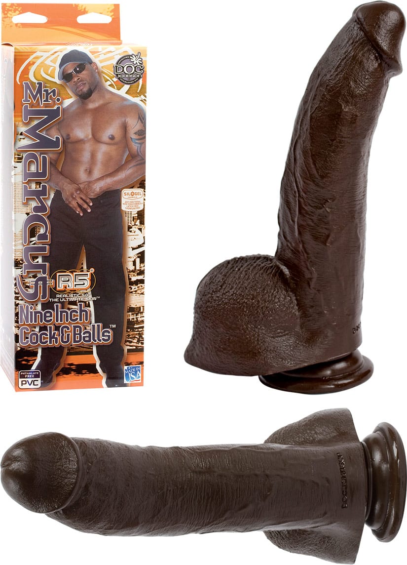 Doc Johnson Mr. Marcus R5 | Gros dildo de couleur brun foncé | 19 cm
