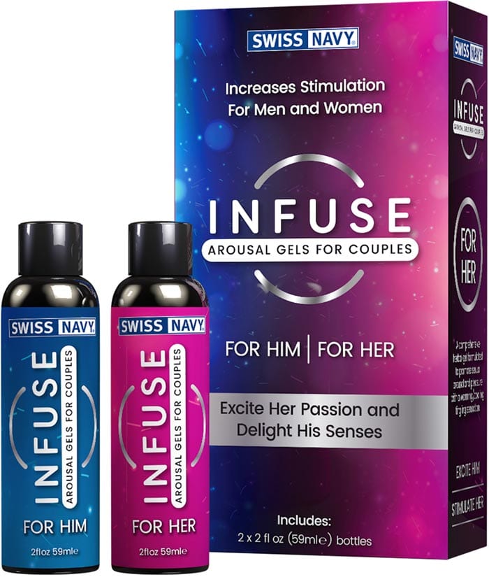 Swiss Navy Infuse | Gels stimulants pour couples | 2 en 1 | 2x 59 ml