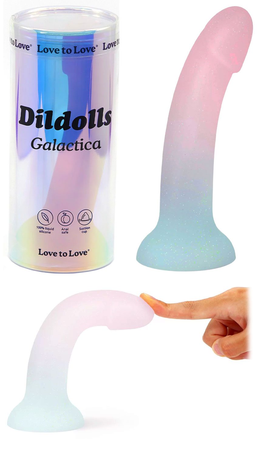 Love to Love Dildolls Galactica | Dildo à ventouse rose pailleté