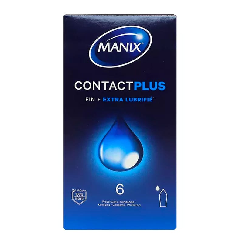 Manix Contact Plus | Préservatif fin et extra lubrifié | 6 pièces