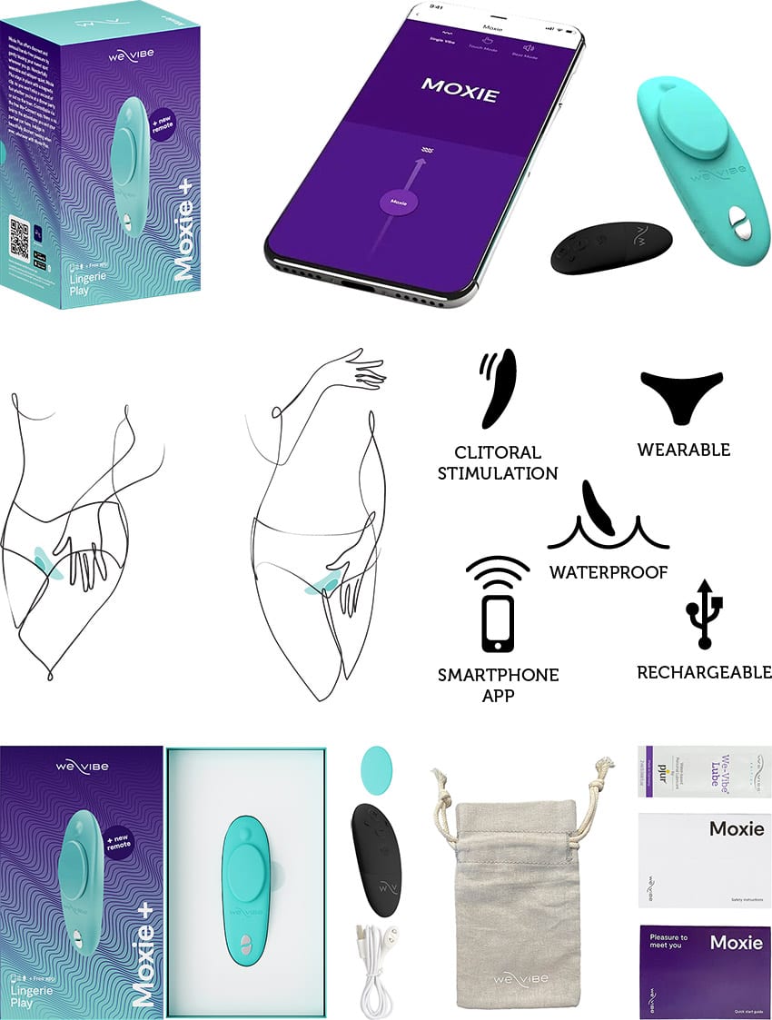 We-Vibe Moxie+ | Stimulateur vibrant pour clitoris | Clipsable | Turquoise