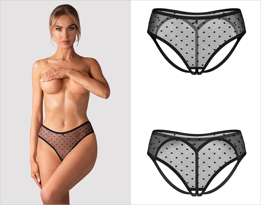 Obsessive Nuites | Culotte ouverte à petits pois noirs