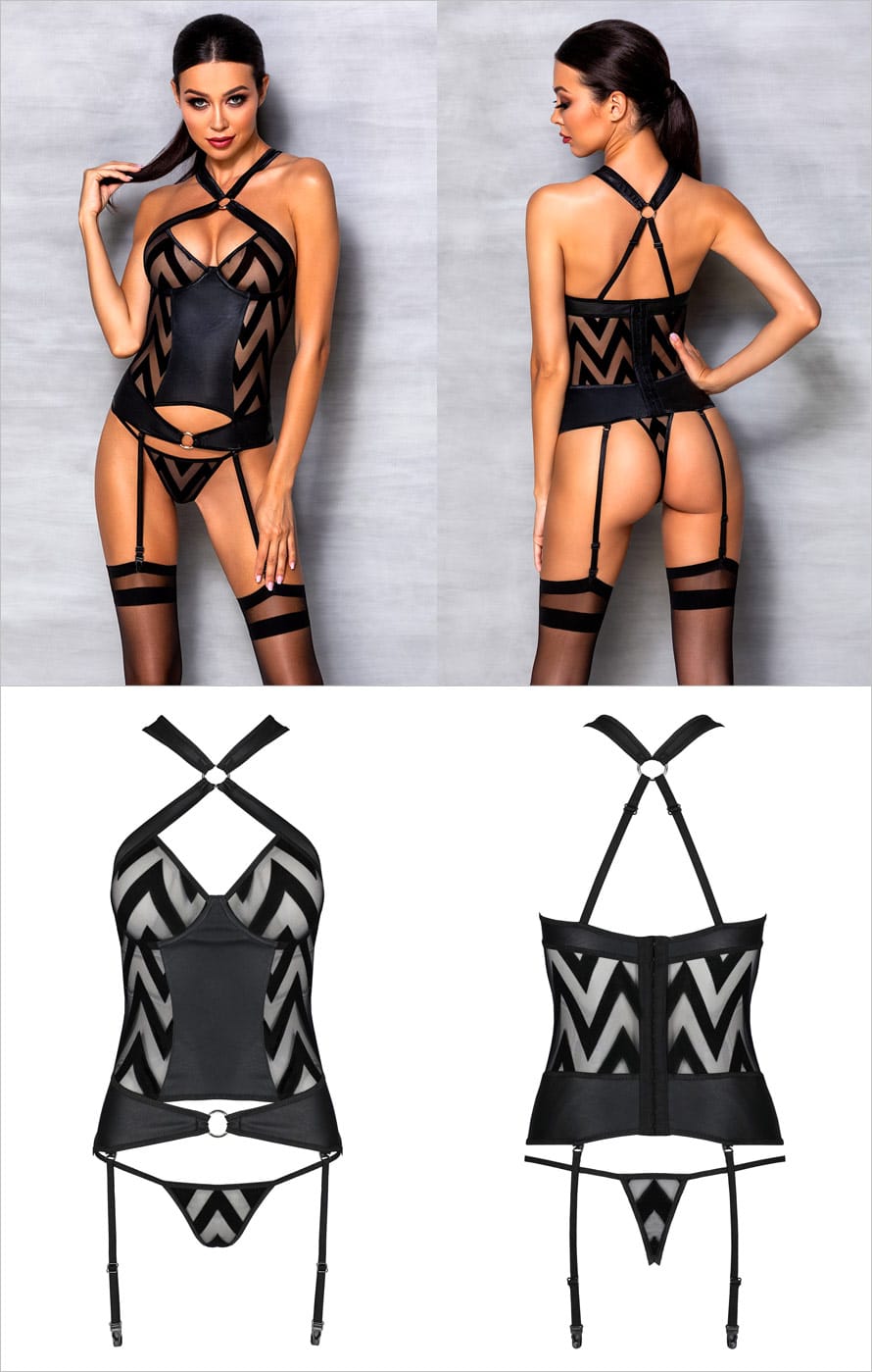 Passion Corset Hima | Corset sexy avec string & porte-jarretelles
