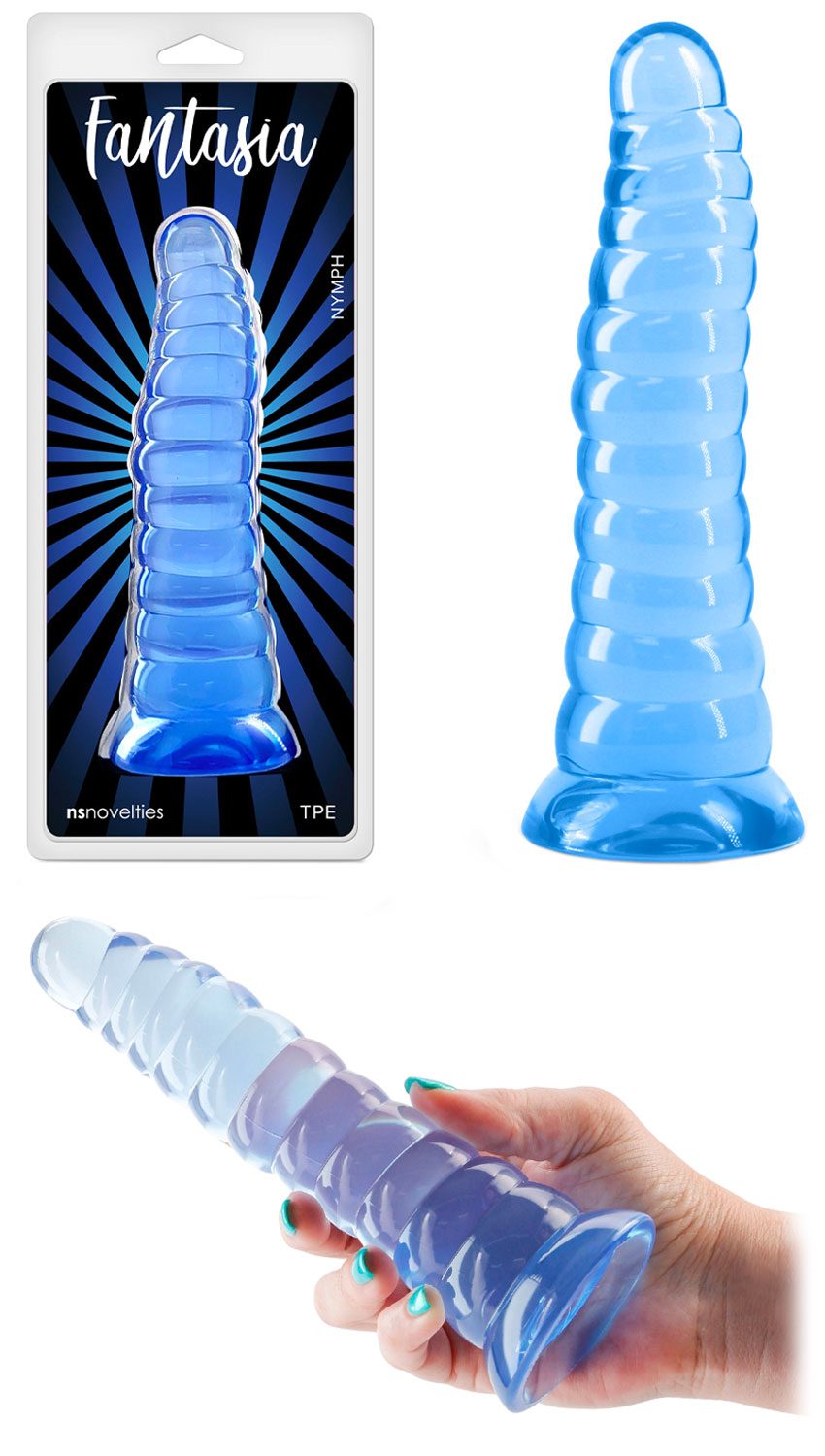 NS Novelties Fantasia Nymph | Gedrehter Dildo | Translucent Blue