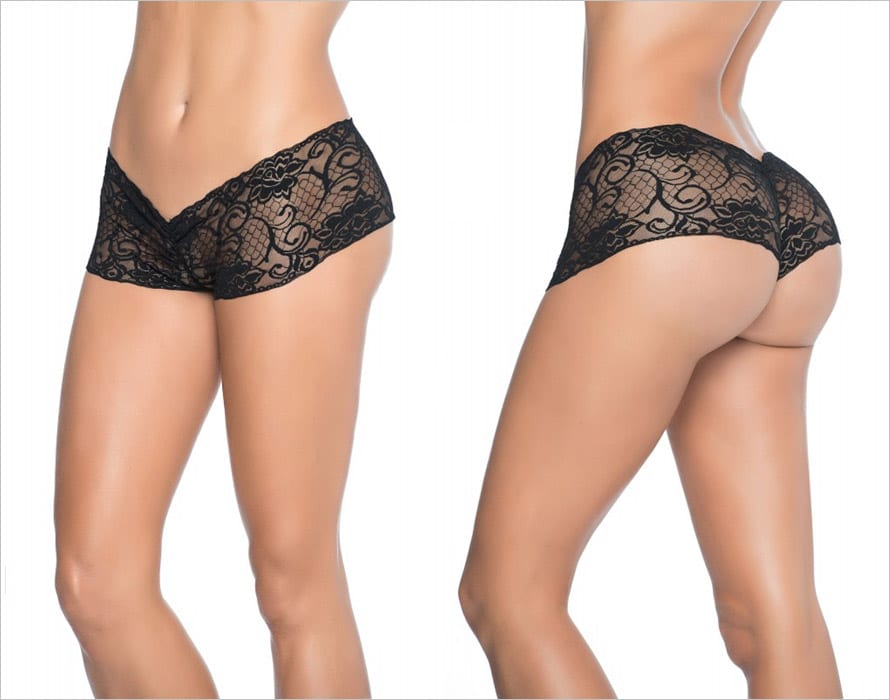 Mapalé Peek-a-boo 98 | Shorty noir ouvert en dentelle florale