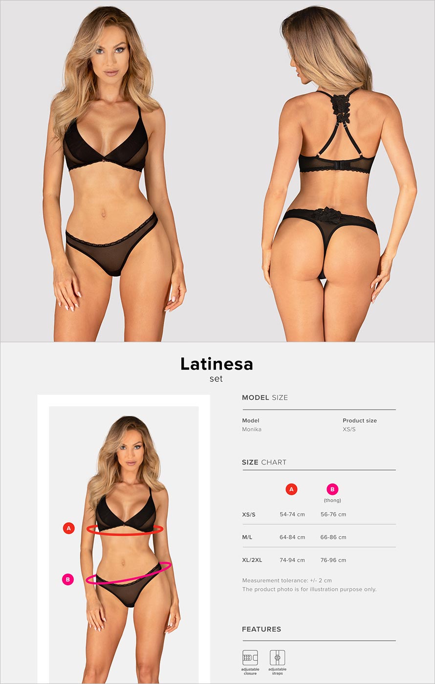 Obsessive Latinesa | Sexy Set aus Tüll mit floralen Stickereien
