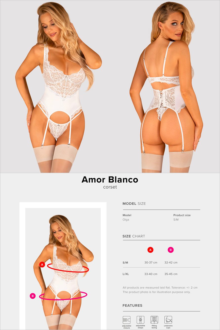 Obsessive Amor Blanco | Erotisches Korsett aus Satinstoff und Spitze