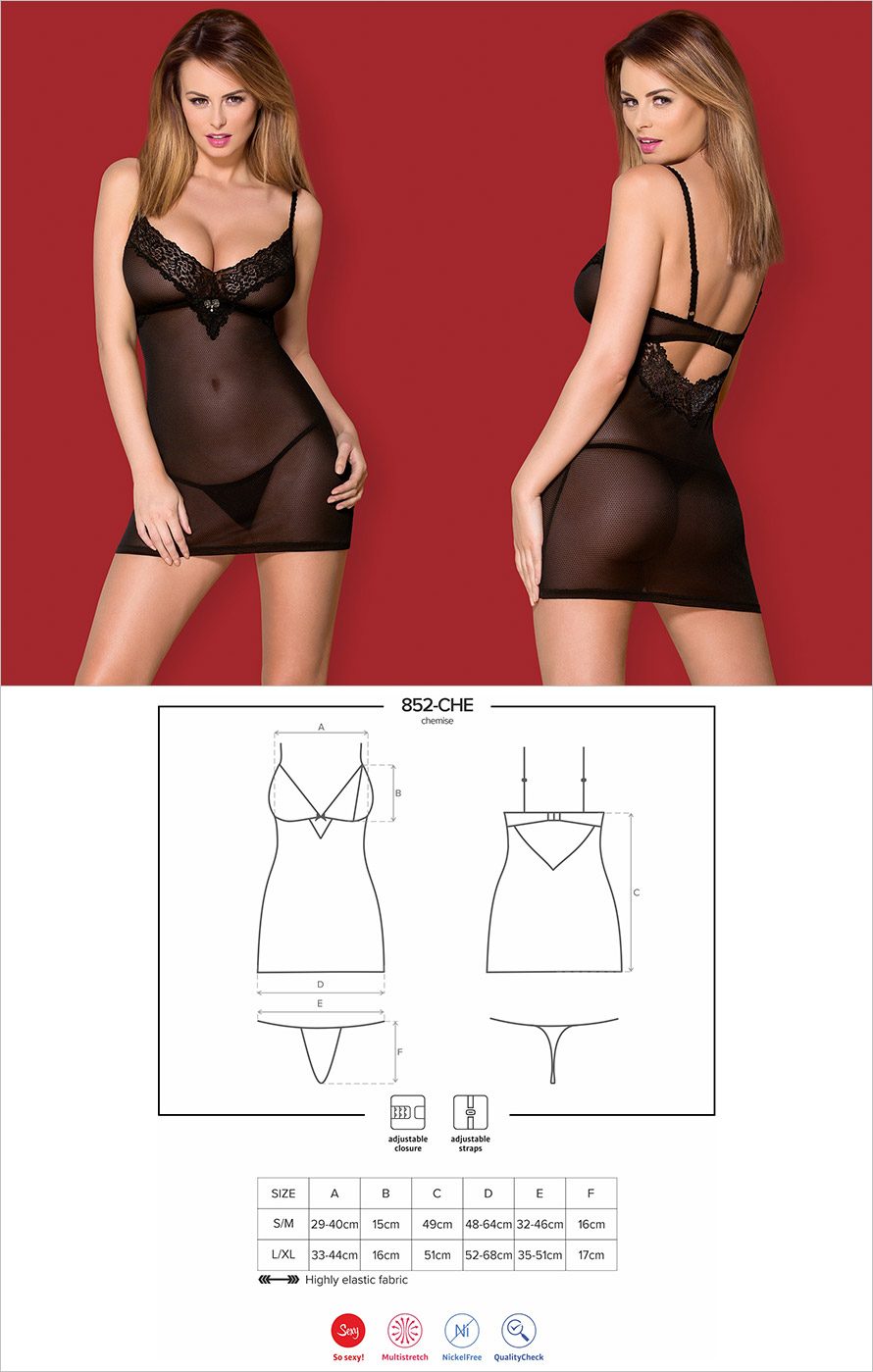 Obsessive 852 Chemise & String - Schwarz