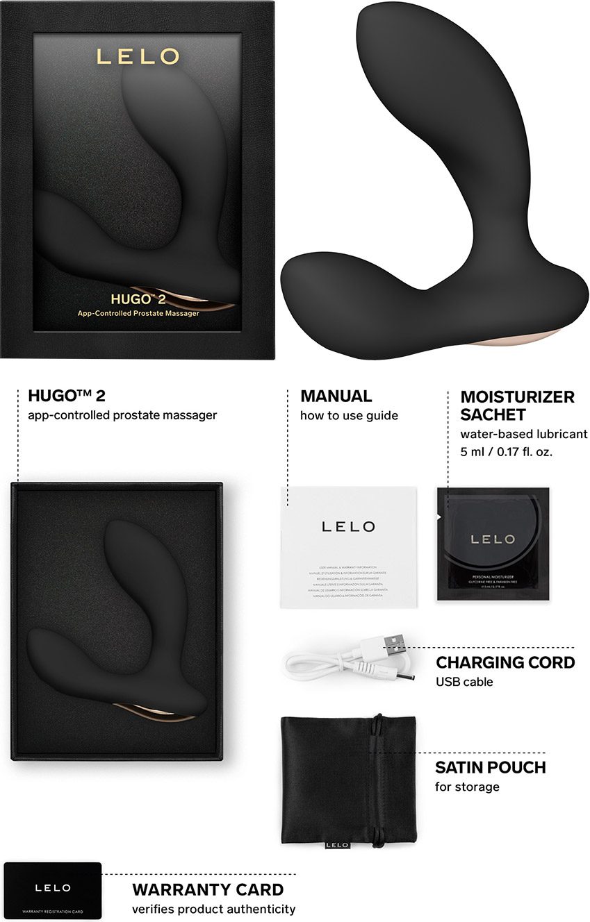 LELO Hugo 2 | Masseur prostatique connecté | 16 modes | Noir