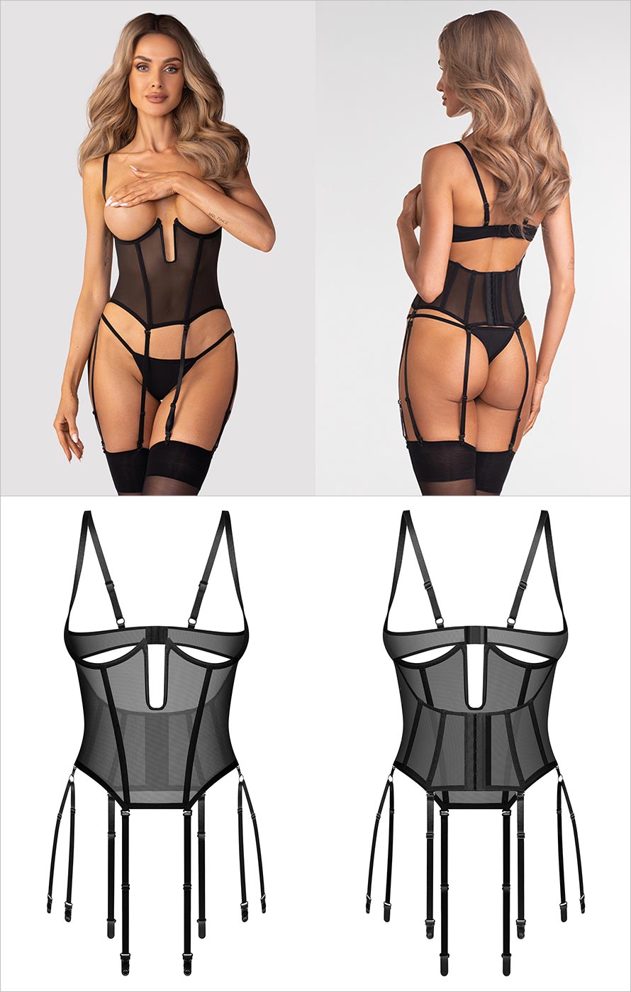 Obsessive Euphori | Tüll-Corset, das das Dekolleté verführerisch betont