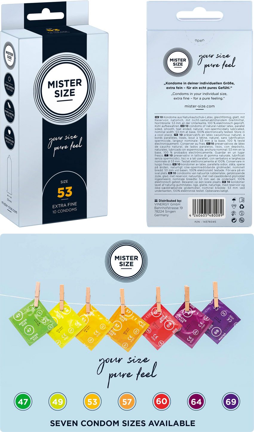 Mister Size - Taille 53 | 10 préservatifs avec taille sur mesure