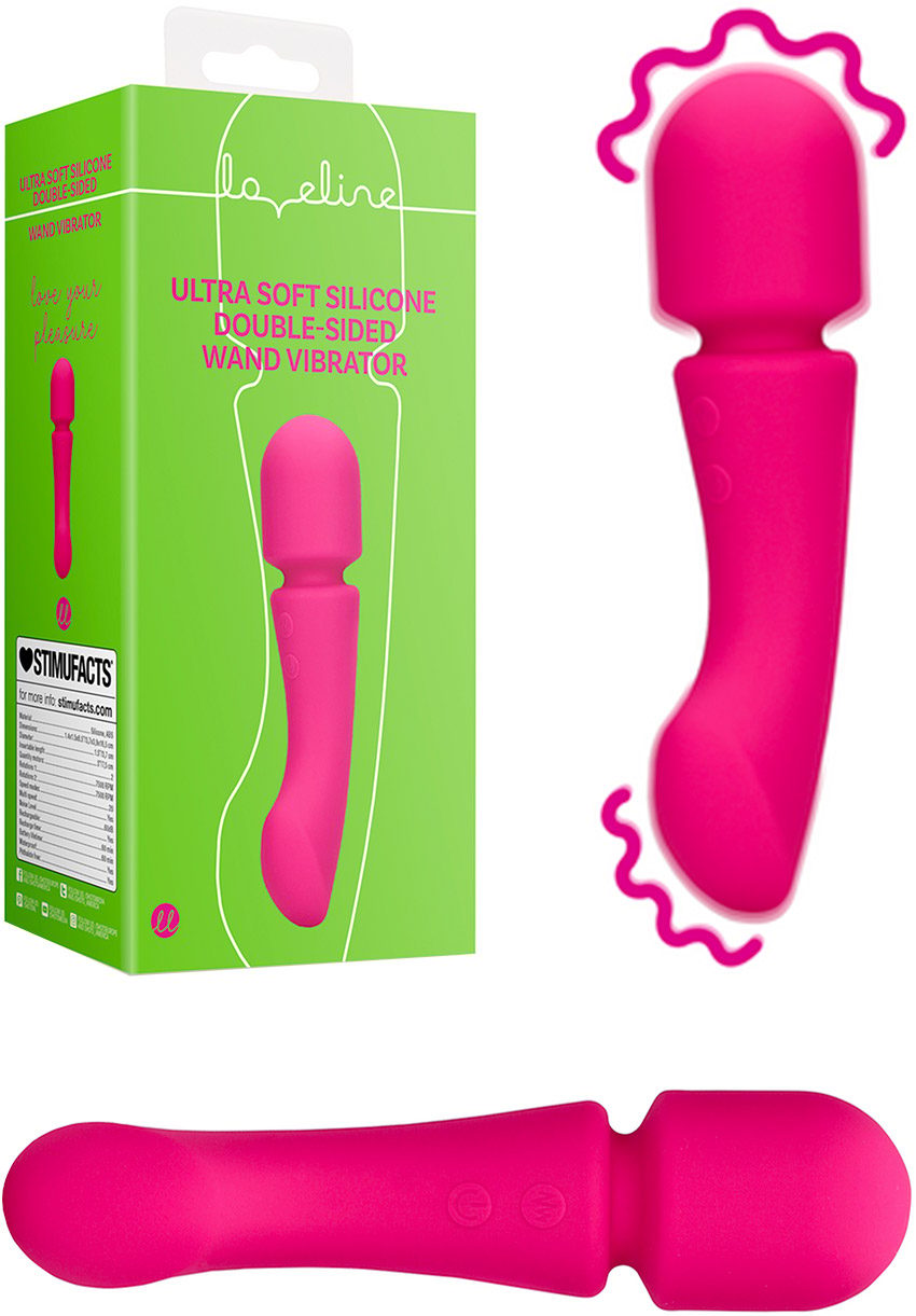 Loveline | Doppelseitiger vibrierender Stab aus ultraweichem Silikon | Rosa