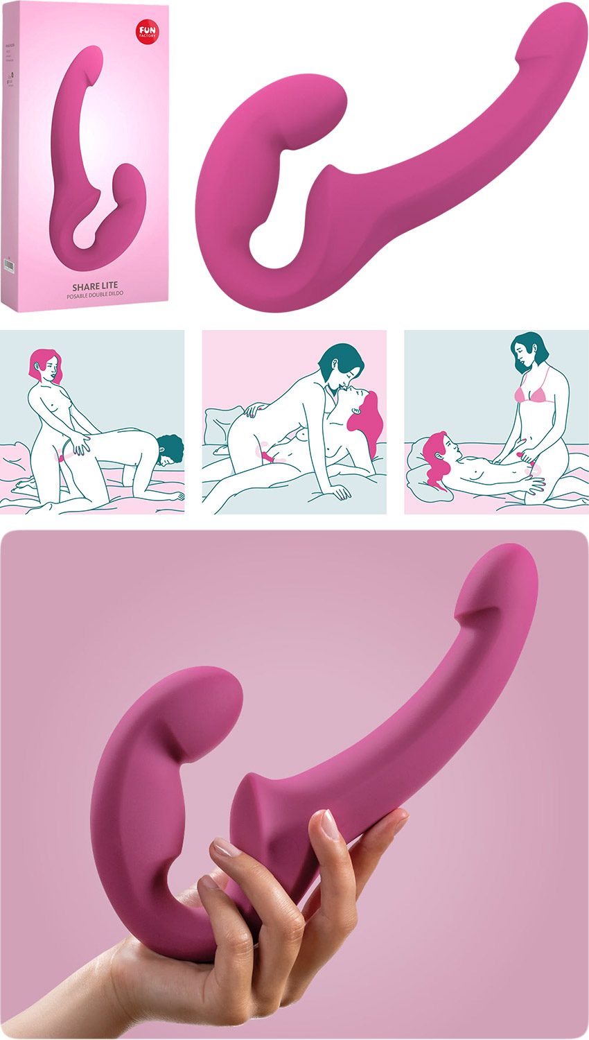 Fun Factory Share Lite | Double dildo conçu solo ou duo | Rose