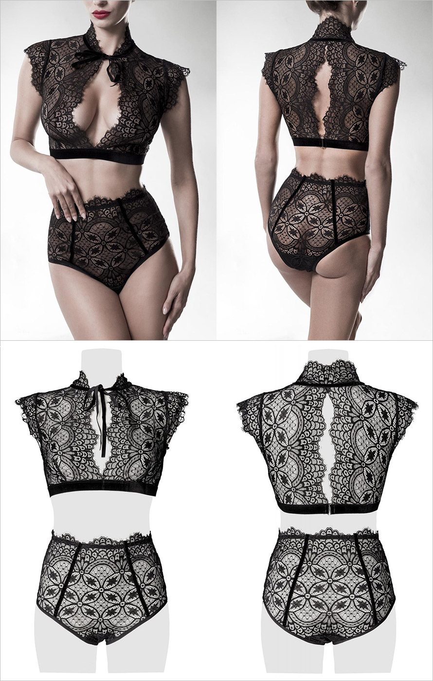 Grey Velvet 20220 | Ensemble en dentelle noire très sensuel | 2 pièces