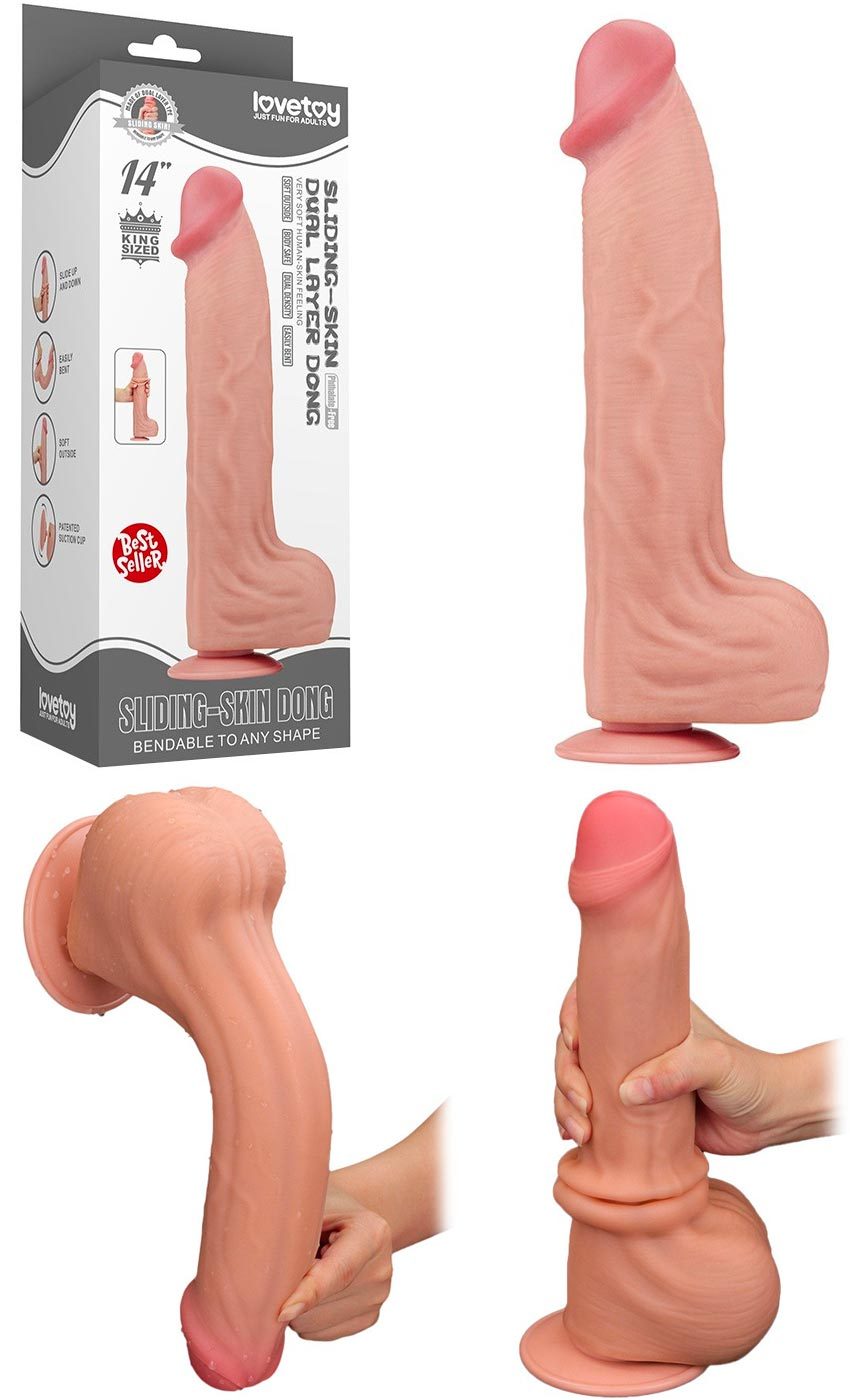 LoveToy Sliding Skin Dong 14" | Dildo ultra réaliste et souple
