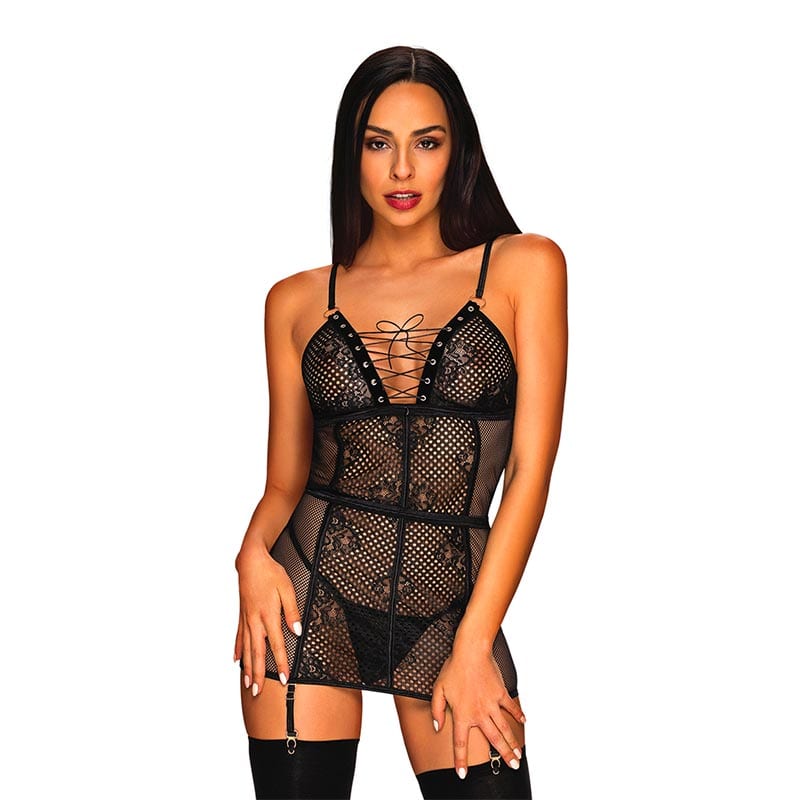 Obsessive Basitta | Sexy Chemise aus Spitze mit Schnürung über den Brüsten