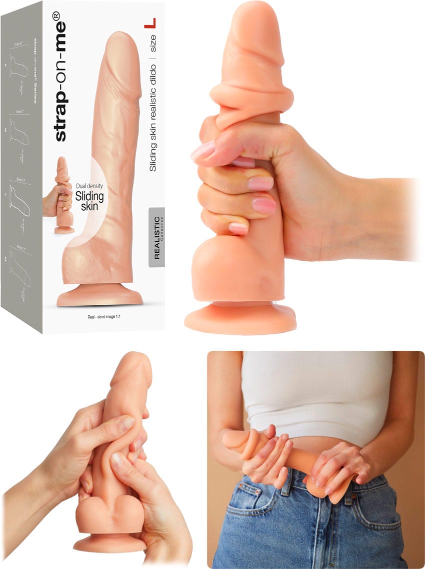 Strap-on-me Sliding Skin | Realistischer Dildo mit Saugnapfbasis | Vanille