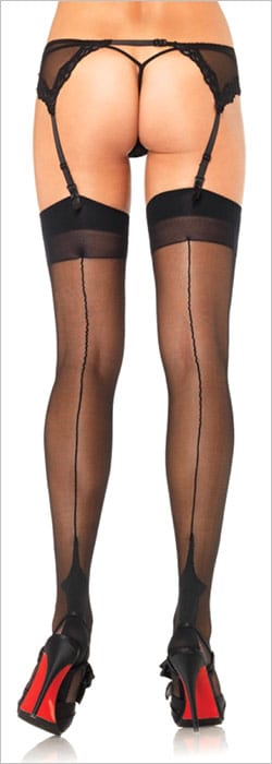 Leg Avenue Spandex Cuban Heel Strümpfe - Schwarz
