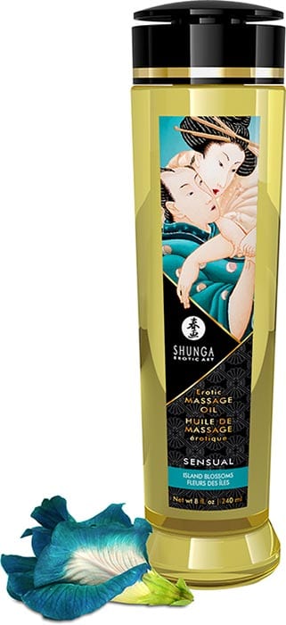 Shunga Sensual | Huile de massage érotique | Fleurs des Îles | 240 ml