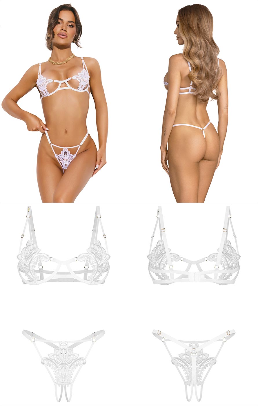 Obsessive Luise | Weiss Spitzen-Set | 2-teilig