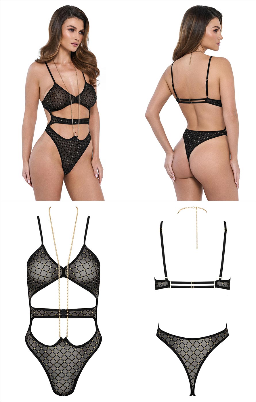 Kotek BD101 | Schwarzer Body mit Kettendetail und goldenen Akzenten