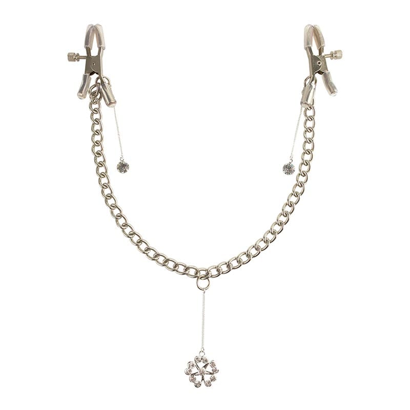 Fetish Fantasy Kette mit verstellbaren Nippelklemmen und Kristallen