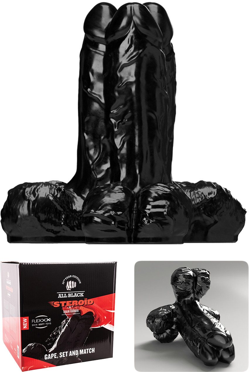 All Black Steroid Gape, Set & Match | Dildo mit 3 Penissen nachbildend