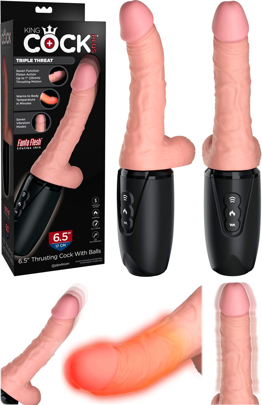King Cock Plus Triple Threat 6.5'' | Impulsdildo mit Hoden