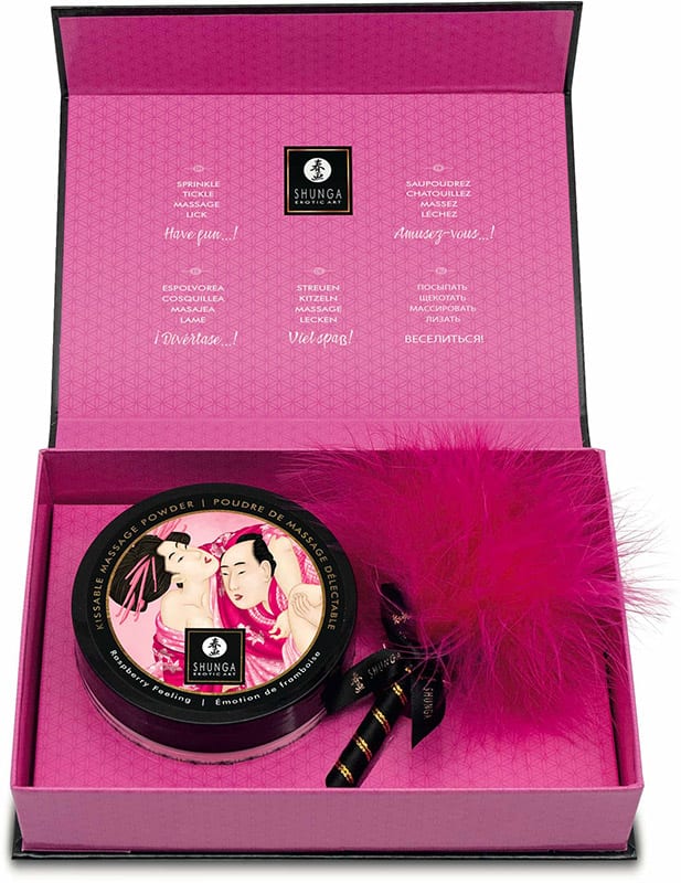 Shunga | Poudre de massage embrassable | Émotion de framboise
