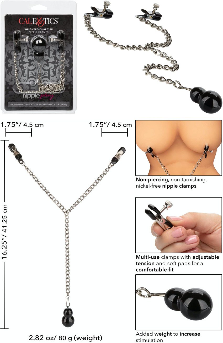 CalExotics NipplePlay | Pinces à seins avec chaînes et poids