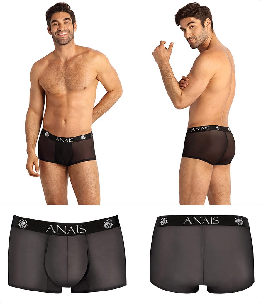 Anais for men Eros | Elegante, schwarze Boxershorts aus halbtransparentem Tüll