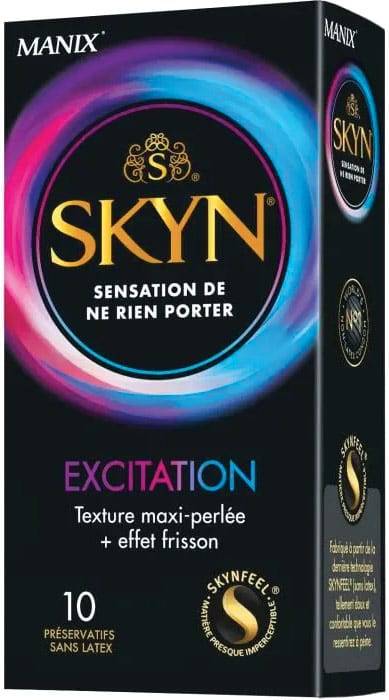 Manix Skyn Excitation | Pack de 10 préservatifs perlés et sans latex