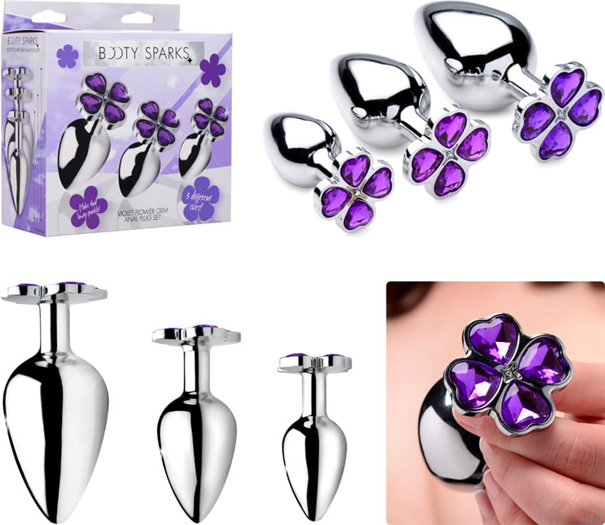 Booty Sparks Flower Gem | 3 plugs anaux avec fleur scintillante