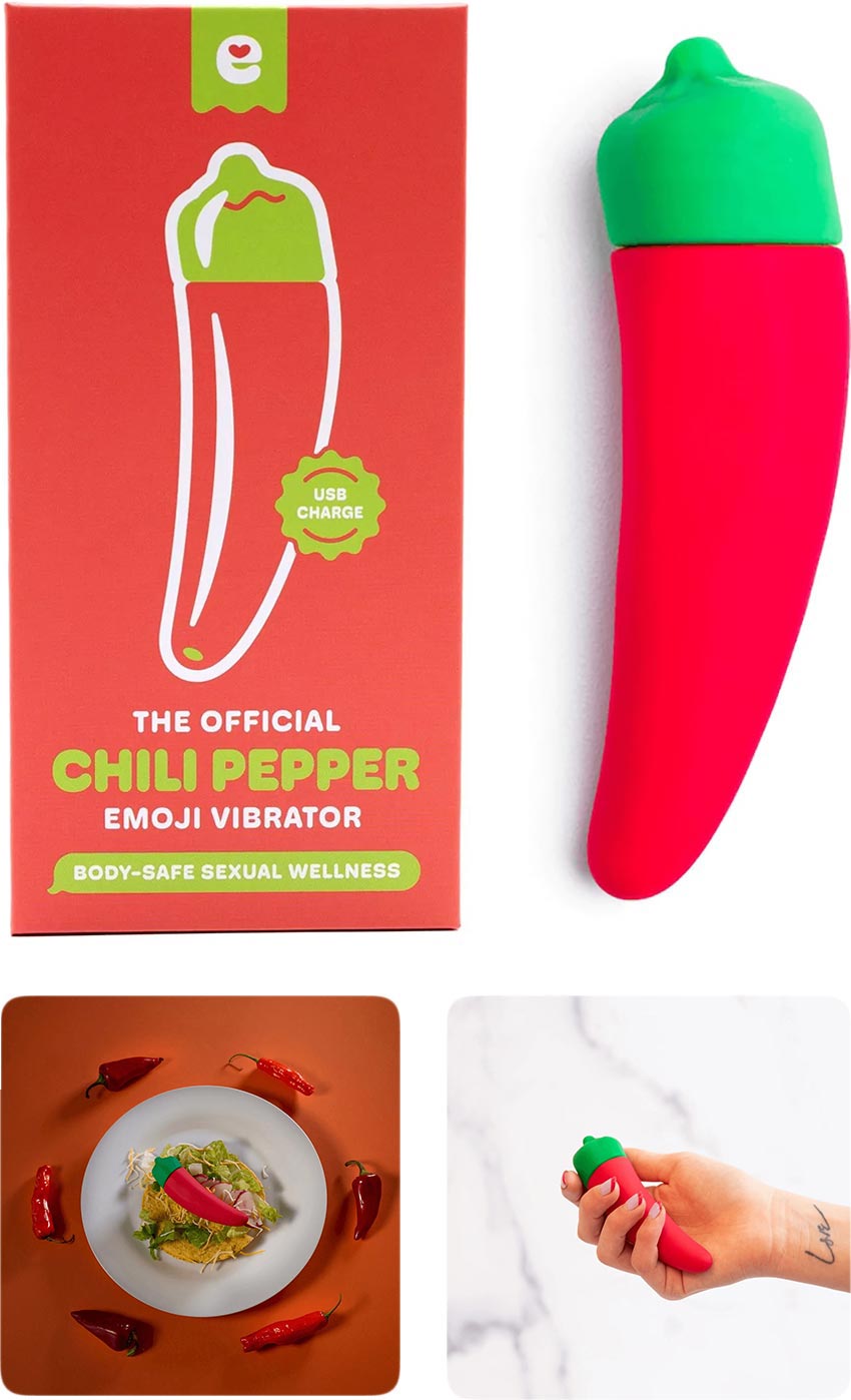 Emojibator Chili Pepper | Vibromasseur rechargeable en forme de piment
