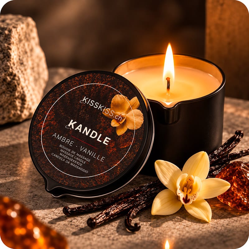 KissKiss Kandle | Massagekerze mit Amber- und Vanilleduft
