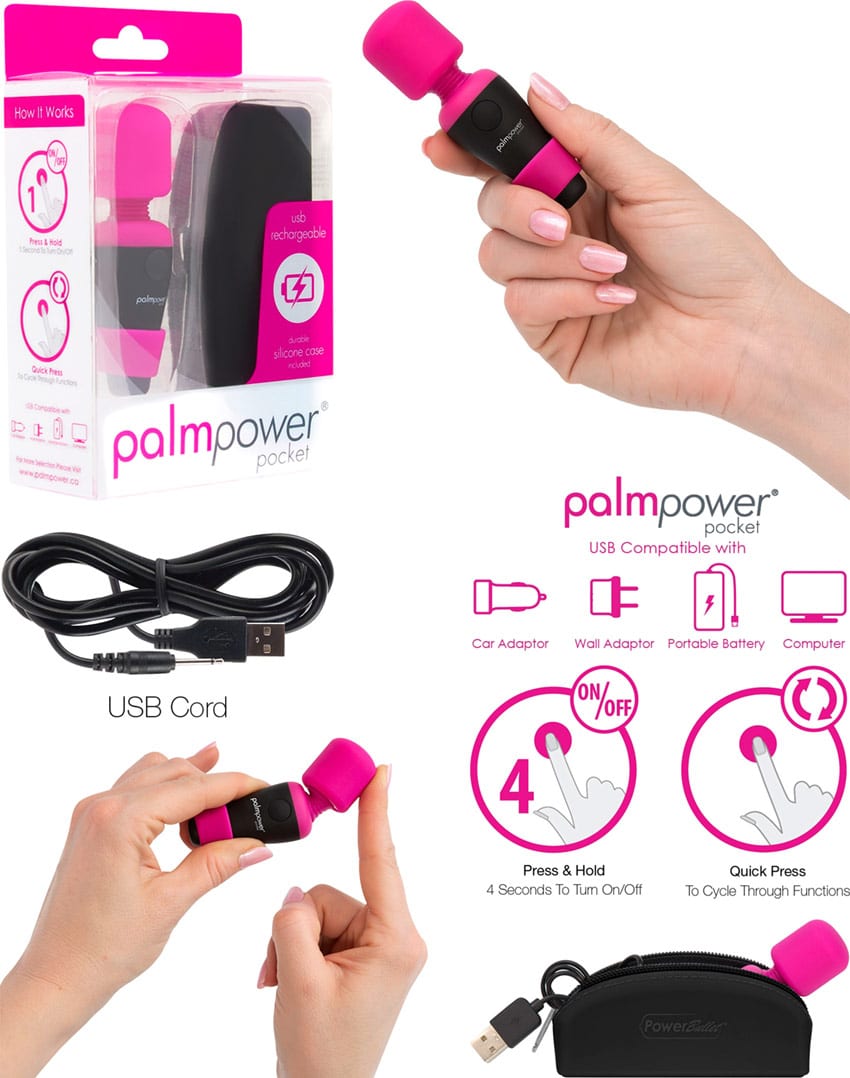 Palm Power Pocket Vibromasseur Rose – KissKiss