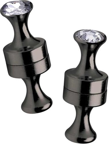 Black Label Black Line | Nippelklemmen mit Strasssteinen | 2 Paar
