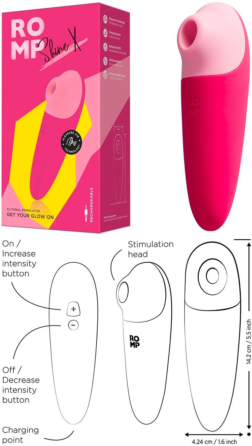 Romp Shine X | Stimulateur clitoridien | 10 modes de vibration