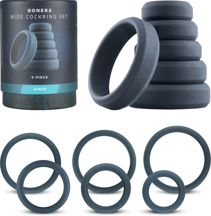 Boners Wide Cockring Set | Set de 6 anneaux péniens en silicone