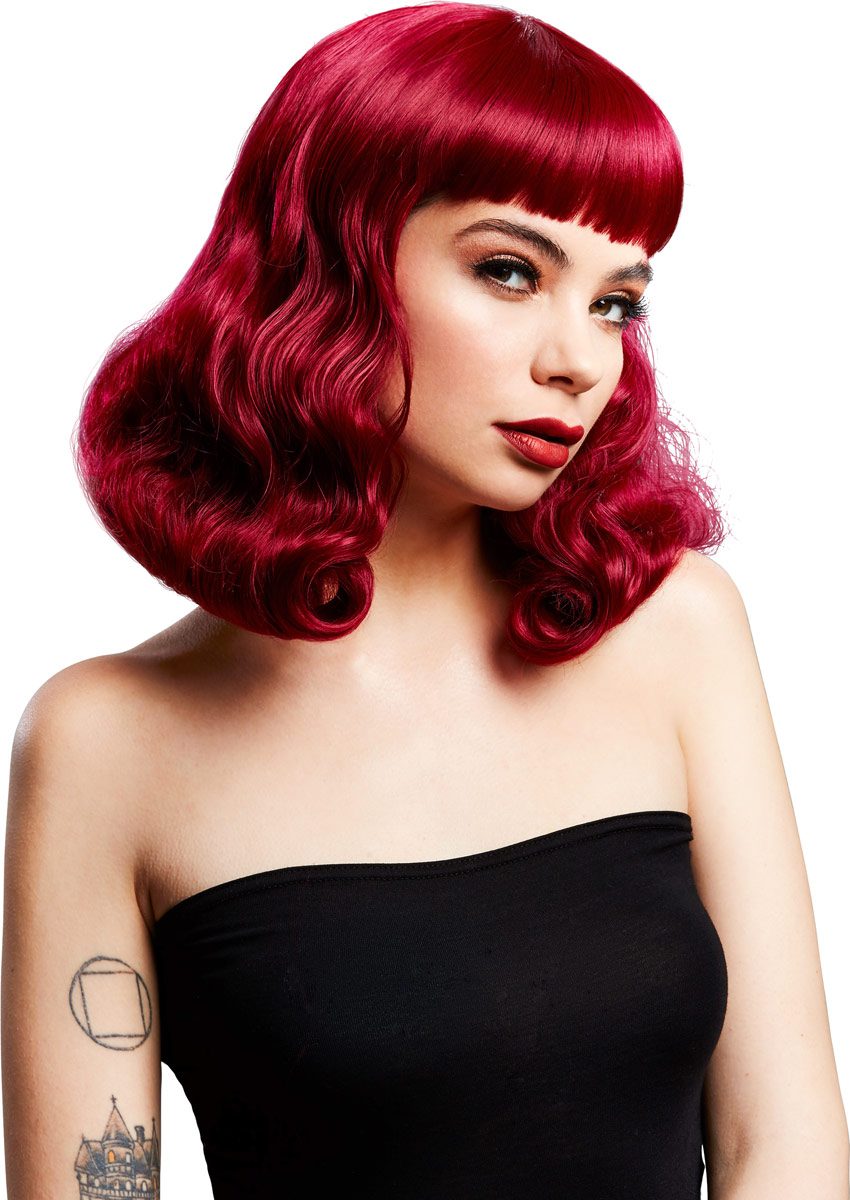 Fever Wigs Bettie | Perücke mit mittellangem & gewelltem Haar | Pflaume