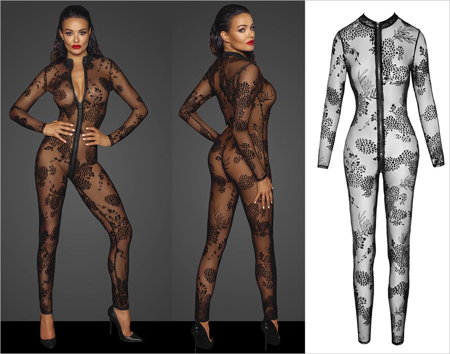 Noir Handmade F237 Overall | Sensuelle combinaison intégrale en tulle