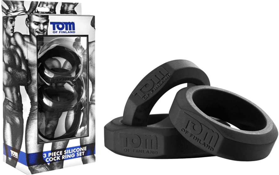 Set de 3 anneaux péniens en silicone Tom of Finland - Noir
