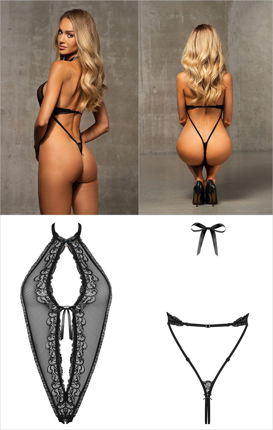 Obsessive 830-TED-1 | Ravissant body en résille avec dentelle