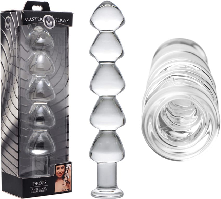 Master Series Drops | Analkette aus Glas mit 5 stimulierenden Perlen